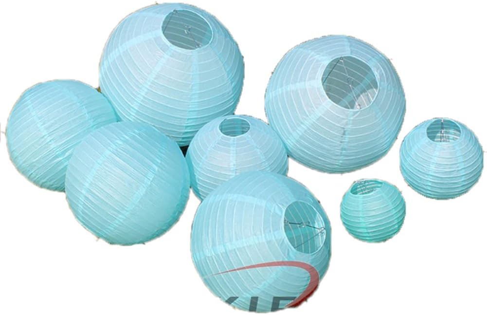 DMSTUDIO 12 Pack Mixed Sizes Blue Paper Lantern Lampshade for Wedding Centerpiece Birthday Party Garden Home Decoration