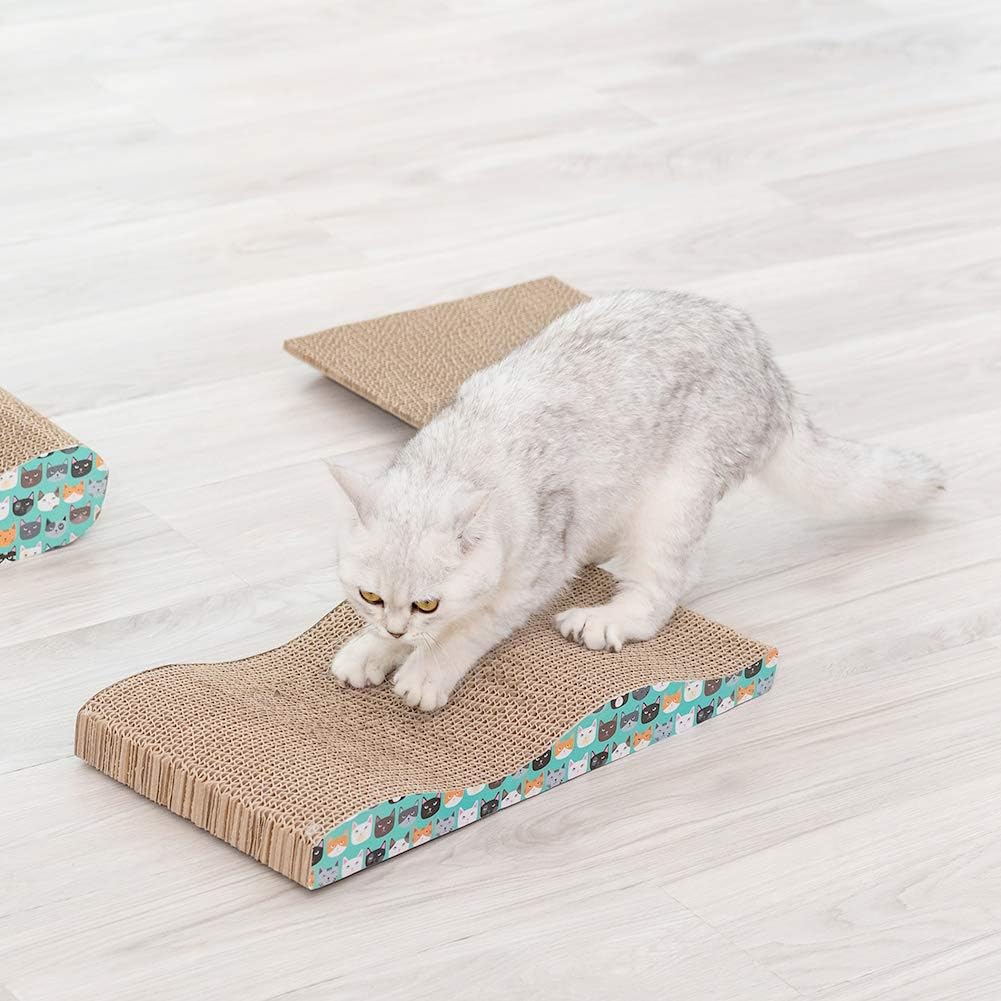 RUMUUKE 3 Packs Cat Scratcher Corrugated Scratch Pad Lounge Sofa Bed Paper Cardboard Cat Scratching Toys, Catnip Included : Pet Supplies