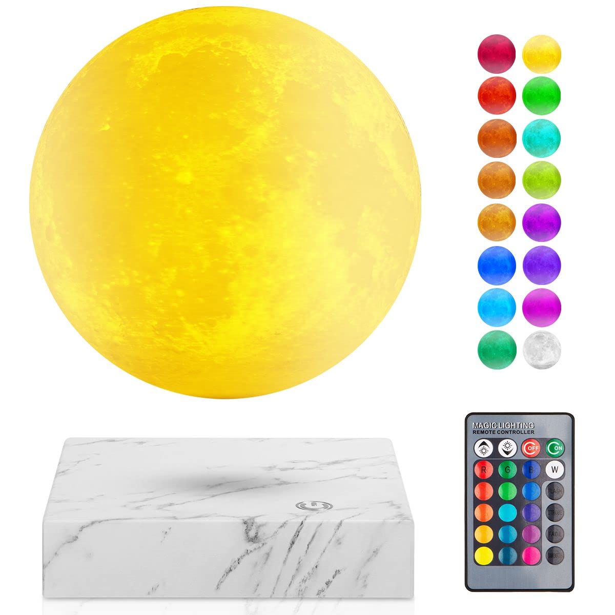 UVEHAS Magnetic Levitating Moon Lamp - 16 Colors LED Floating and Spinning 3D Moon Night Lights with Remote Levitation Rotating Globe Lunar Desk Lamp for Bedroom Office Decoration Unique Gifts