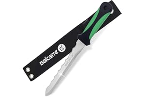 BaiCarre Stainless Steel Garden Knife with Green Handle, 11" Double Side Utility Sod Cutter Lawn Repair Garden Knife with Nylon Sheath