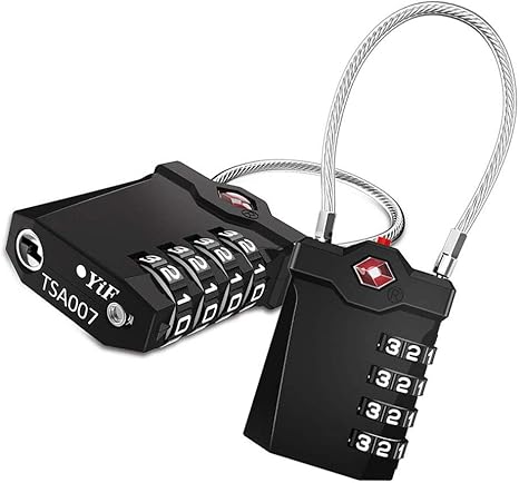 Amazon Tsa認定 4桁のパスワード税関ロックケーブル荷物ロック 読みやすい合金ダイヤル 荷物ロープ旅行フィットネスバッグロックセット バックパック 荷物 ミニ税関コードロック 2個 黒 Diy 工具 ガーデン