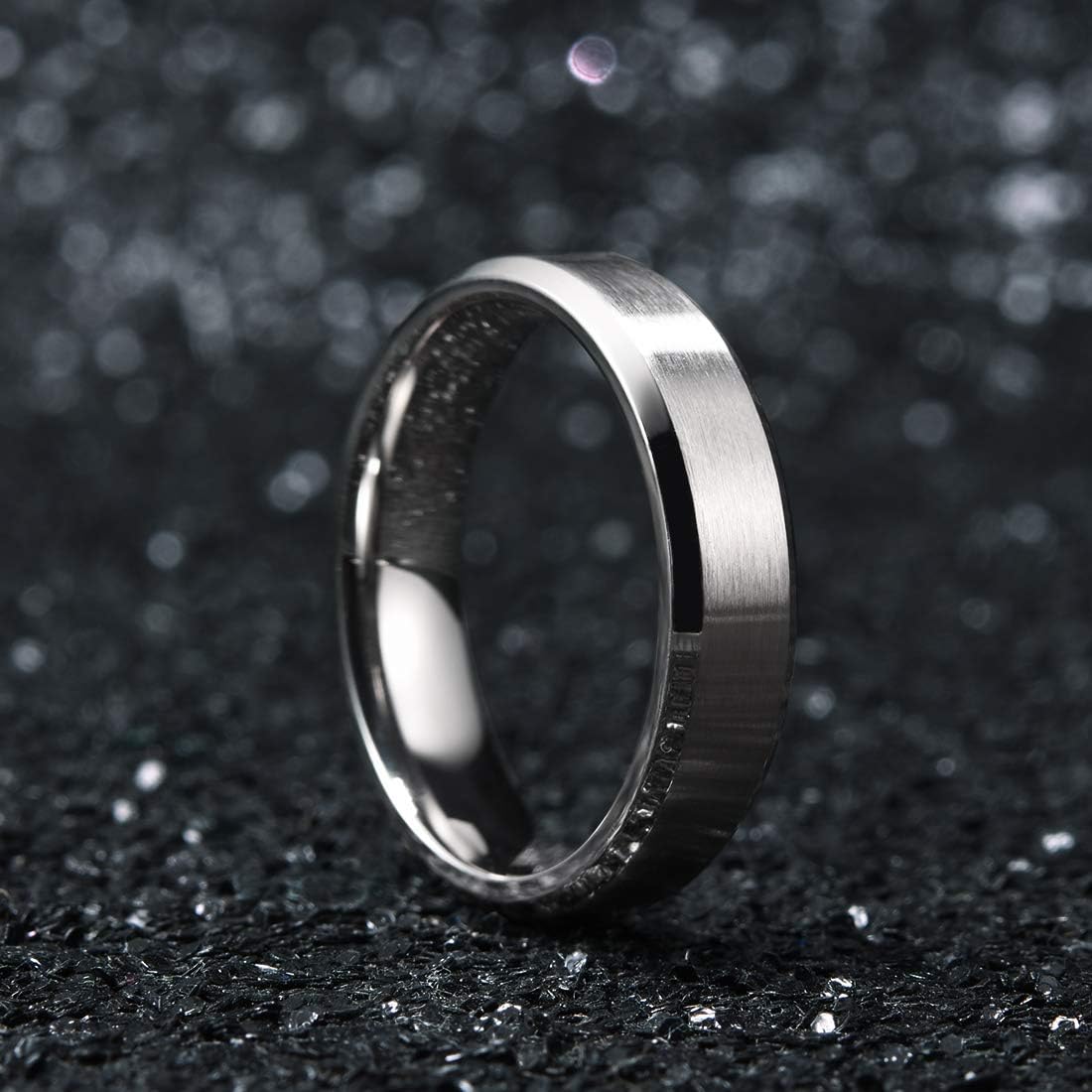 King Will 4mm/6mm/8mm Stainless Steel Ring Matte Finish & Polished Beveled Edge with I Love You|
