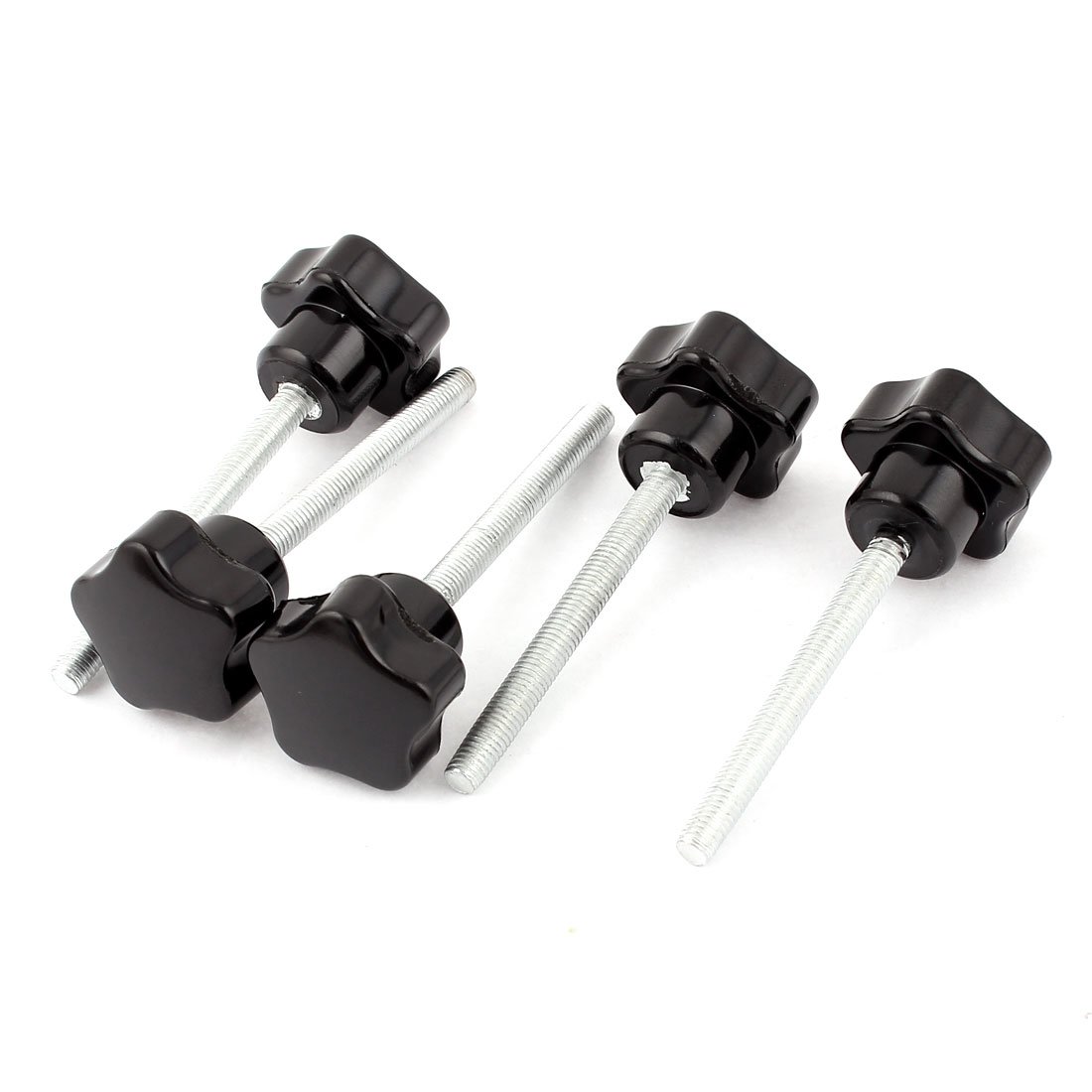 Sourcingmap Spare Parts M5x50mm Male Thread Star Knob Grip Black Silver Tone 5 Pcs
