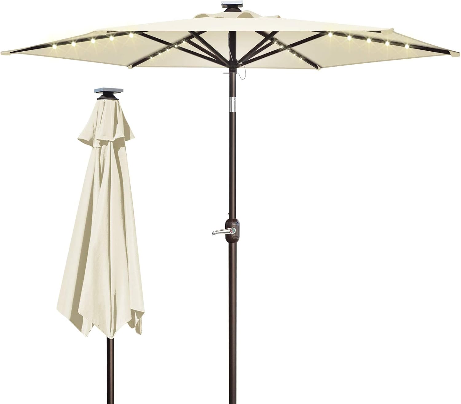 Amazon Com Benefitusa 8 Patio Umbrella Outdoor Sunshade Led Lighted Tilt Aluminum Garden Market Balcony Ecru Garden Outdoor
