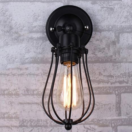 Aplique de pared industrial de metal negro vintage LED Edison Luminaria