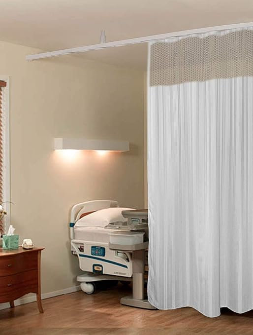 Buy Lushomes Polyester White Stripes ICU Partition Net Hospital Bed Curtain with 8 Eyelets and 8