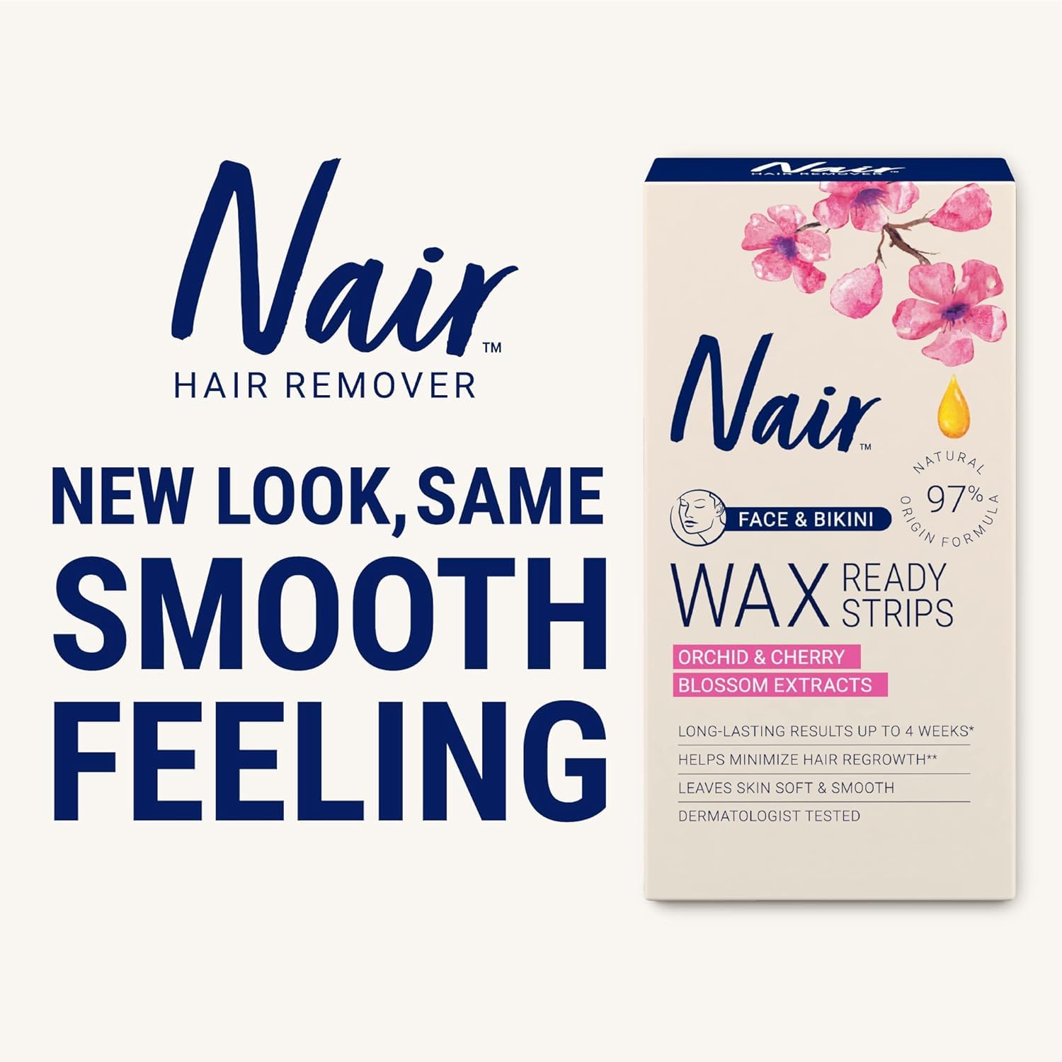 Nair Hair Remover Face and Bikini Wax Ready Strips, 40 Count + 4 Post Wipes (Pack of 3)