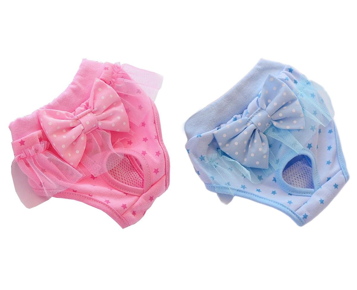 Oyccen 2 Pack Female Dog Reusable Physiological Pants Washable Diapers for Small Dogs Puppy Sanitary Panties