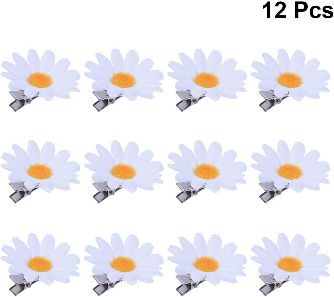 FRCOLOR 12pcs White Daisy Hair Clips, Elegant Simulation Daisy Flower Hair Barrettes for Women and Girls, 12 count (Pack of 1) - Image 4