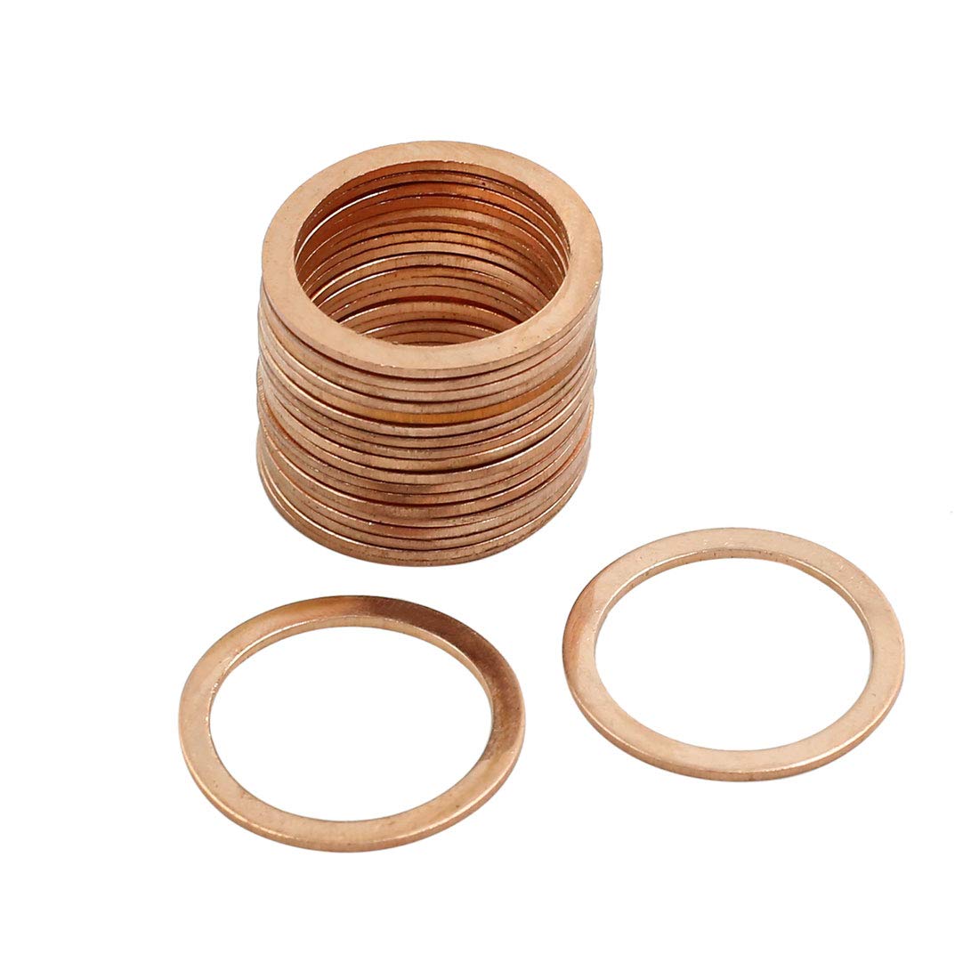 X AUTOHAUX 20 Pcs 20mm Inner Diameter Copper Gasket Flat Sealing Washers Rings