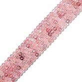 BEADIA Natural Strawberry Crystal Beads 4x2mm 120pcs Faceted Rondelle Loose Semi Gemstone Beads for Jewelry Making Design