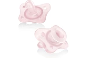 Chicco PhysioForma Mini Orthodontic Pacifier, 0-2m | 100% Silicone | Supports Breathing & Oral Development | One-Piece Design | Extra Small & Light | Includes Sterilizing Case | BPA Free | Pink, 2pk