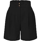 TELULYOO Womens Shorts Dressy Casual High Waisted Work Shorts Business Wide Leg Trouser with Pockets