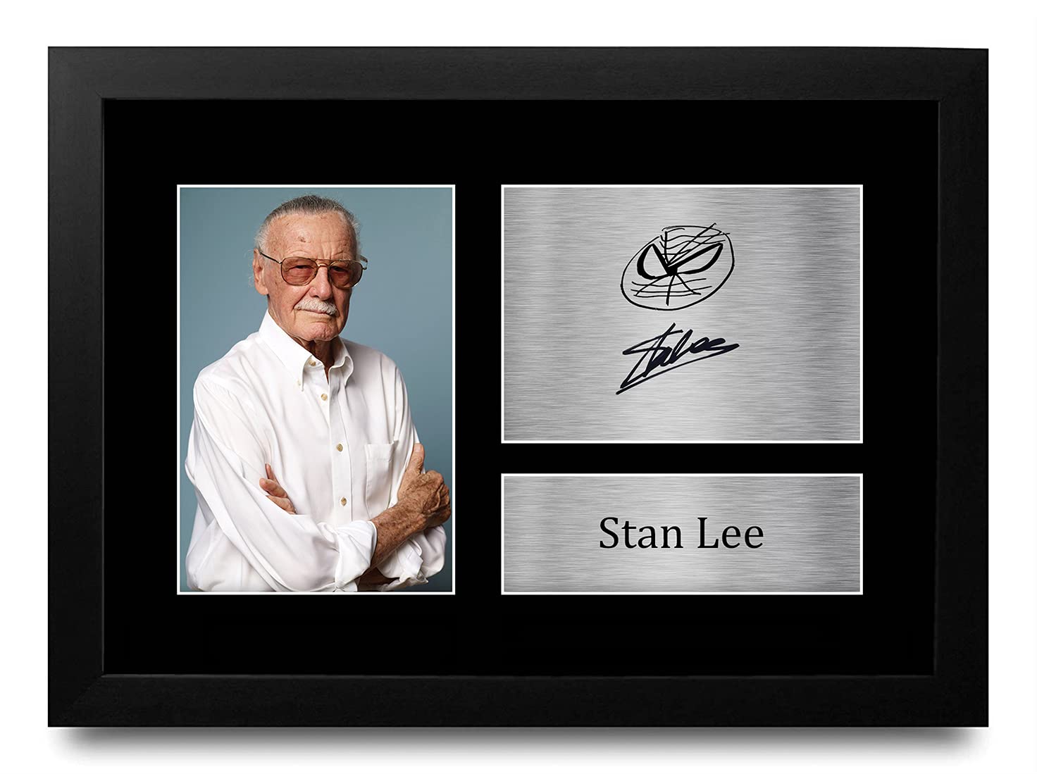 HWC Trading A4 FR Stan Lee Marvel Marvel Gifts Printed Signed Autograph Picture for TV Show Fans - A4 Framed