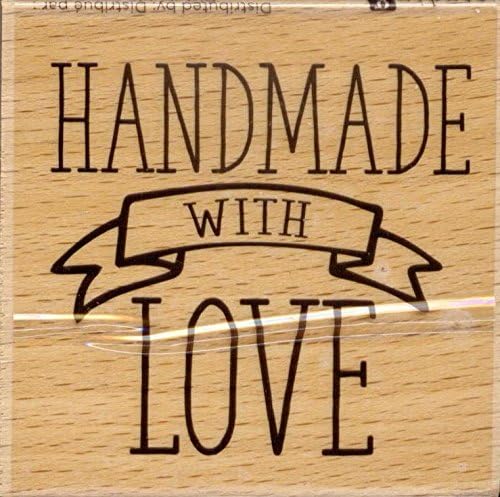 Handmade with Love - Rubber Stamp Wood Mounted 2.5" Square