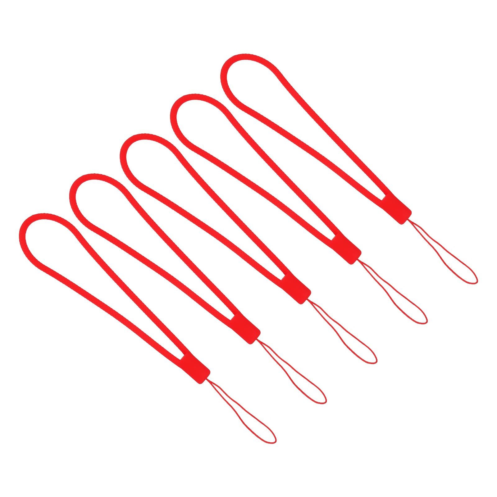 PATIKIL 18.5cm Wrist Strap Lanyards, 5 Pcs Silicone Short Soft Neck Lanyard Hand Wristlet String Badge Lanyard for Cellphone USB Key Chain Camera, Red Style 2