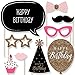 Big Dot of Happiness Chic Happy Birthday - Pink, Black and Gold Photo Booth Props Kit 20 Count