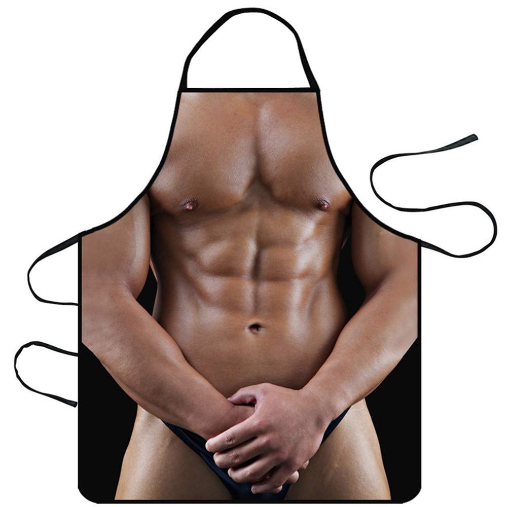 TOPWAYS® Funny Novelty Cooking Apron, Sexy Kitchen Apron Cooking BBQ Party Adult Chefs Apron For Men Women Funny Gift (Strong Man)