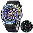 OLEVS Mens Watches Chronograph Waterproof Luminous Silicon Strap Multifunction Watches for Men Quartz Business Calendar Men Wrist Watch