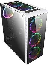 CiT Raider PC Gaming Case ATX Mid-Tower White 6 Halo Spectrum RGB Fans Tempered view 8