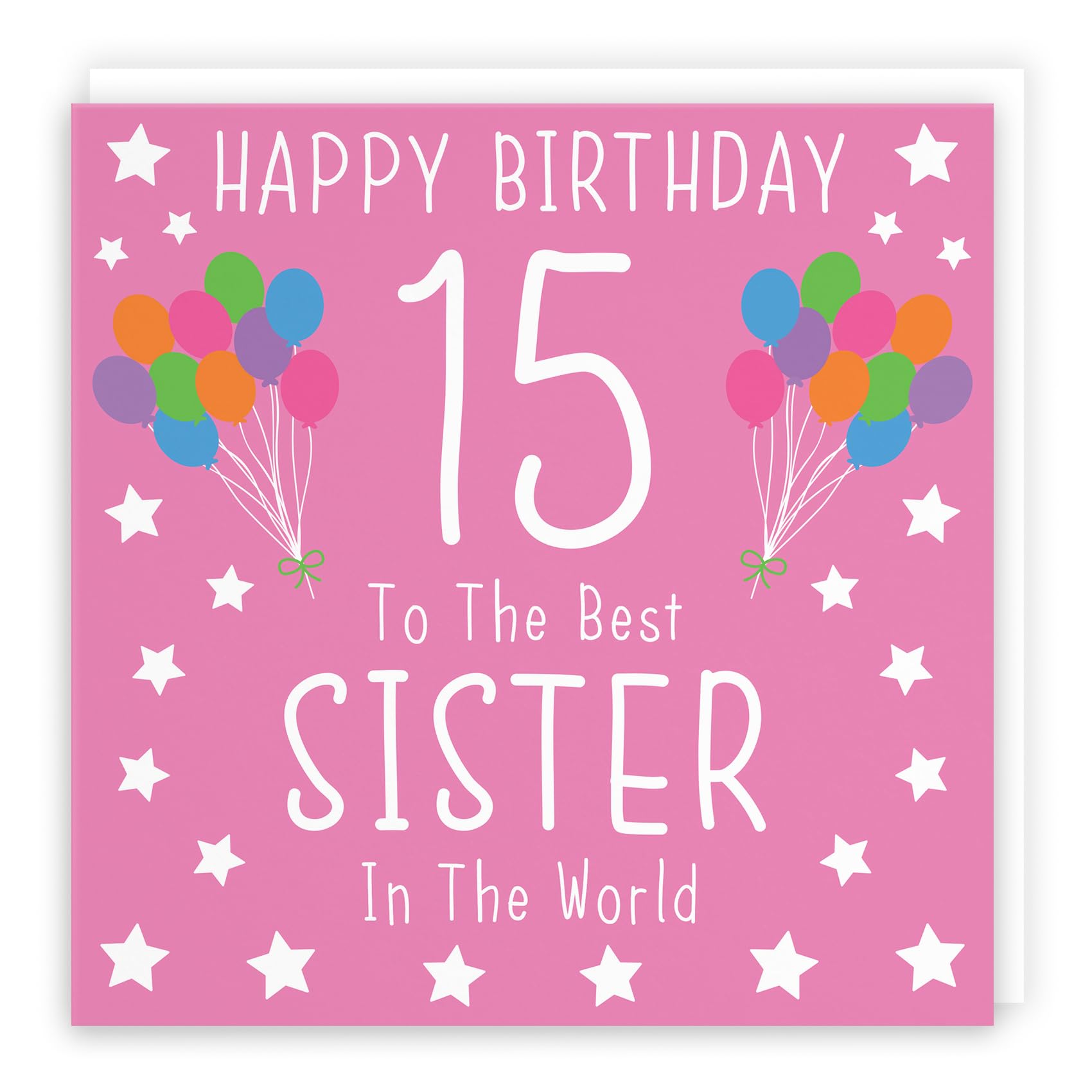 Hunts England - Large Sister 15th Birthday Card - Happy Birthday - 15 - To The Best Sister In The World - Iconic Collection - Large - 210 x 210 mm - Age 15