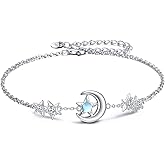 YAFEINI Ankle Bracelets for Women Sterling Silver Mermaid Turtle Ladybug Butterfly Moon Star Pineapple Anklet Link Chain Anklets Jewelry Gifts for Women