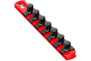 Ernst Manufacturing - 8412-Red-1/2 8-Inch Socket Organizer with 7 1/2-Inch Twist Lock Clips, Red