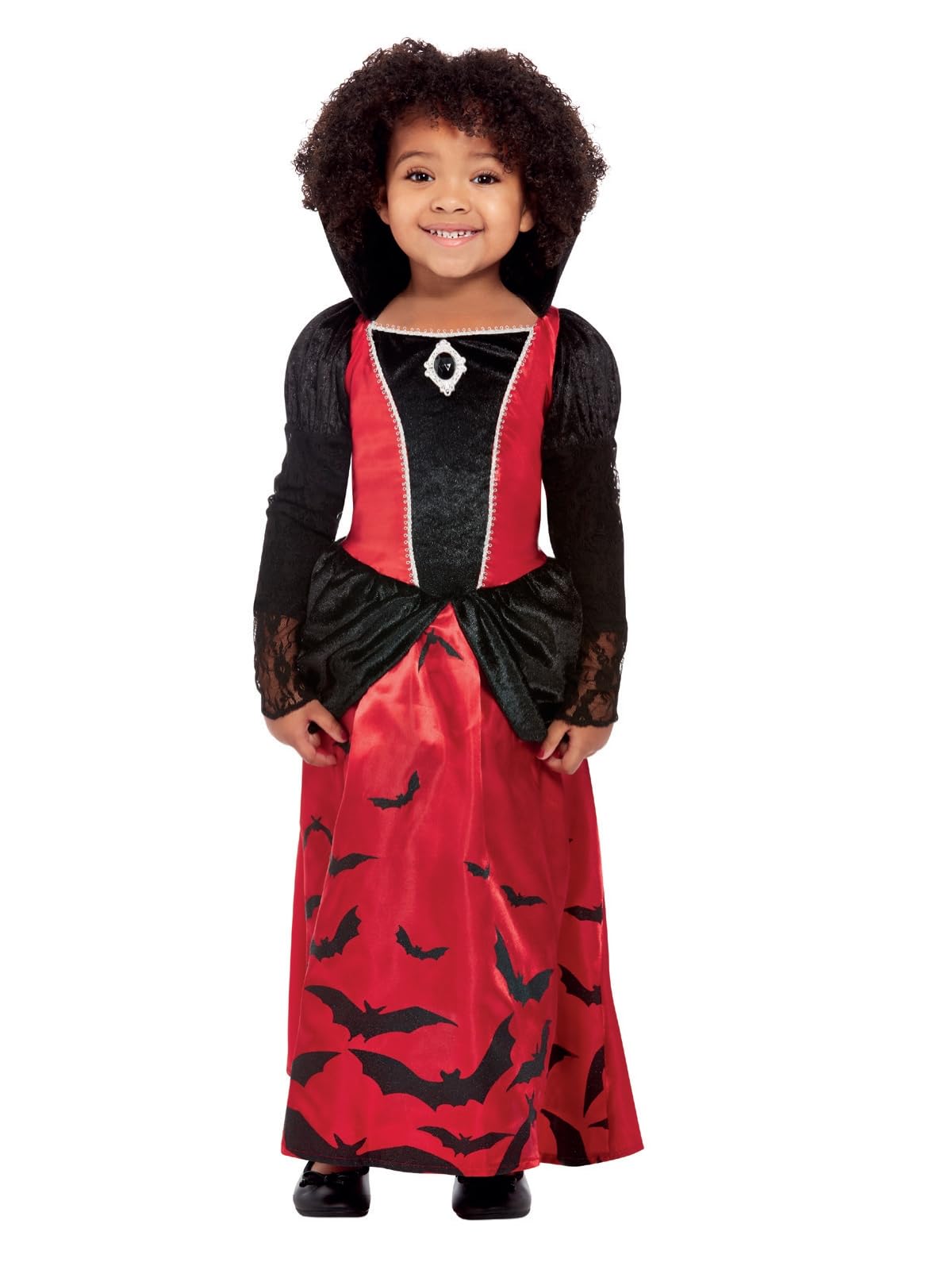 Smiffys Toddler Vampire Costume, Red & Black Dress, Halloween Child Fancy Dress, Vampire Dress Up Costumes