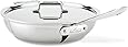 All-Clad BD55404 D5 Brushed 18/10 Stainless Steel 5-Ply Dishwasher Safe Week Night Pan Cookware, 4-Quart, Silver -