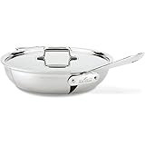All-Clad BD55404 D5 Brushed 18/10 Stainless Steel 5-Ply Dishwasher Safe Week Night Pan Cookware, 4-Quart, Silver -