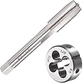 Saipor M12 X 1.25 Metric Tap and Die Set M12 X 1.25mm HSS Straight Fluted Machine Thread Right Hand Screw Tap and Round Threa