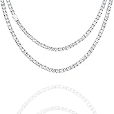 MRDOPELUX Tennis Necklace for Women, 5mm Mens Tennis Chain with 7 layer 18K White Gold Plated, Iced Out 5A+ Cubic Zirconia Diamond Necklace for Birthday/Valentine/Wedding/Anniversary/Christmas
