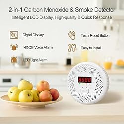 Vzmcov Carbon Monoxide and Smoke Detector LCD