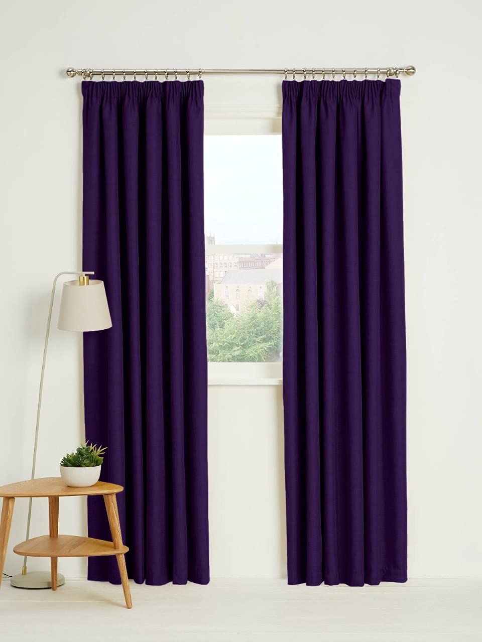 Kinfolk Textile Blackout Thermal Pencil Pleat Tape Top Insulated Pair of Blackout Curtains Including 2 Tiebacks (Aubergine, 66" x 72")