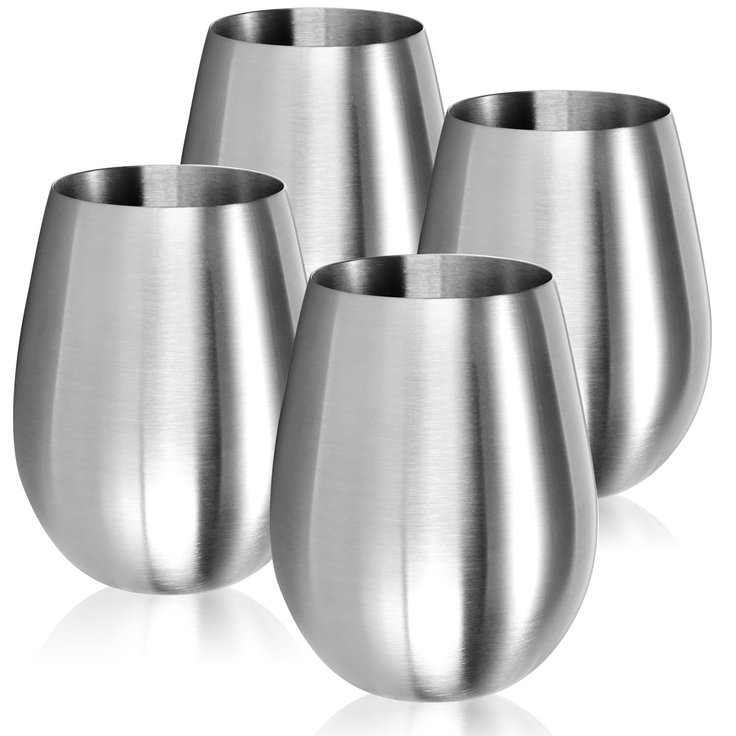 com-four® 4X Wine Glass Made of Stainless Steel - Wine Mug 500 ml for Travel - Stainless Steel Mug to go - stemless Wine Goblet - Travel Mug BPA-Free (4 Pieces - 500ml matt)