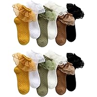 thumbnail image 2 of Gwenvenni Girls Ruffle Bow Socks - 5-Pack Cotton Ankle Socks For Toddlers & Kids 2 of 11