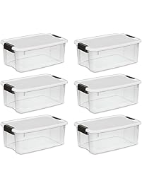 STERILITE 19849806 18 Quart/17 Liter Ultra Latch Box, Clear with a White Lid and Black Latches