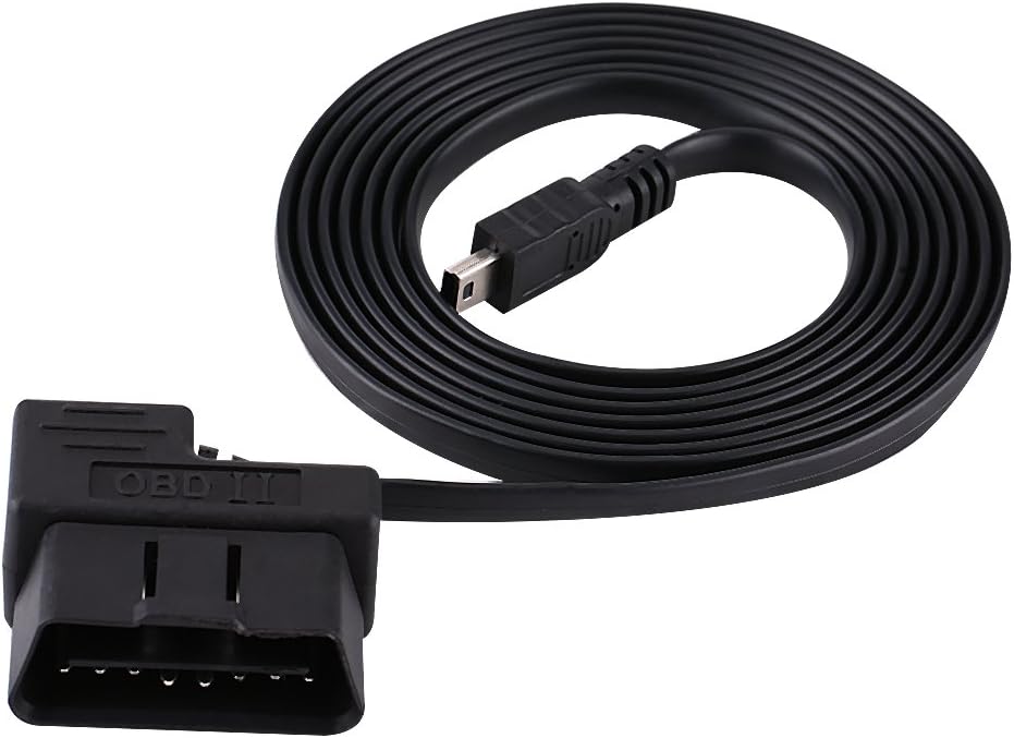 Yunnyp Car Conversion Charging Cable,180cm Car EOBD 16pin Diagnostic Extension Adapter to Mini USB Cable