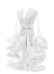 Tulle Christmas Robes for Women Sheer Mesh Fur