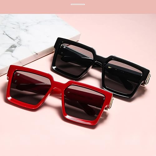 Retro Rechthoekige Zonnebrillen Heren Dames Trendy Klassiek Zeshoek Dikke Zwart Vierkant 90s Zonnebril