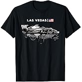 Las Vegas Racing Car Silhouette USA Flag T-Shirt