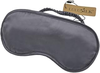 LULUSILK Luxus Seide Augenmaske Schlafbrille Schlafmaske für Reise 100% reine Maulbeerseide Atmungsaktiv, Holzkohle
