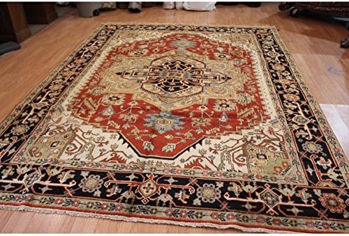 NYC Rugs Rectangle 9 X 12 Wool Area Rugs Red Indo Heriz Hand Knotted Carpet