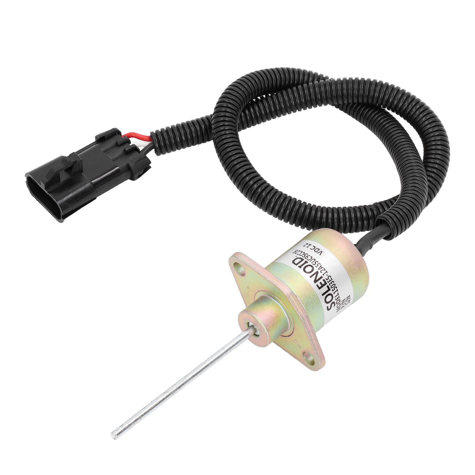 Tbest Fuel Shut Off Solenoid for Kubota,12V Fuel Shut Off Solenoid 1503ES‑12A5SUC9SCC28 3 Terminals Replacement for Kubota V2203‑DI