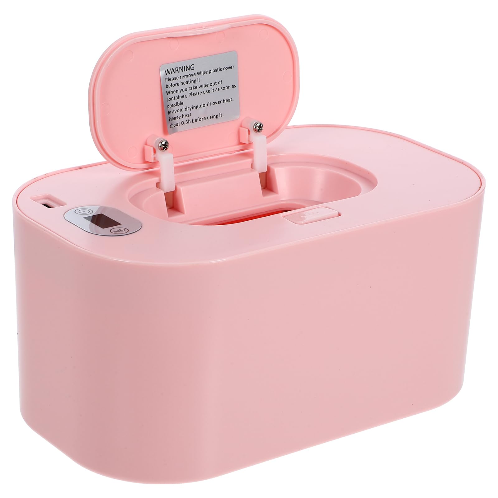 Portable Pink Baby Wipe Warmer Safe and Odorless Wet Tissue Heating Box for Home and Travel Easy One-Button Operation Efficient Heating for Comfort