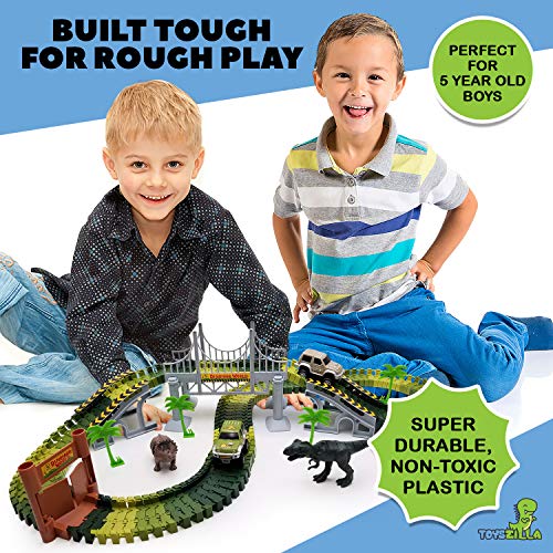image for ToysZilla Dinosaur World Race Car Track Playset - Fully Loaded Car Tra