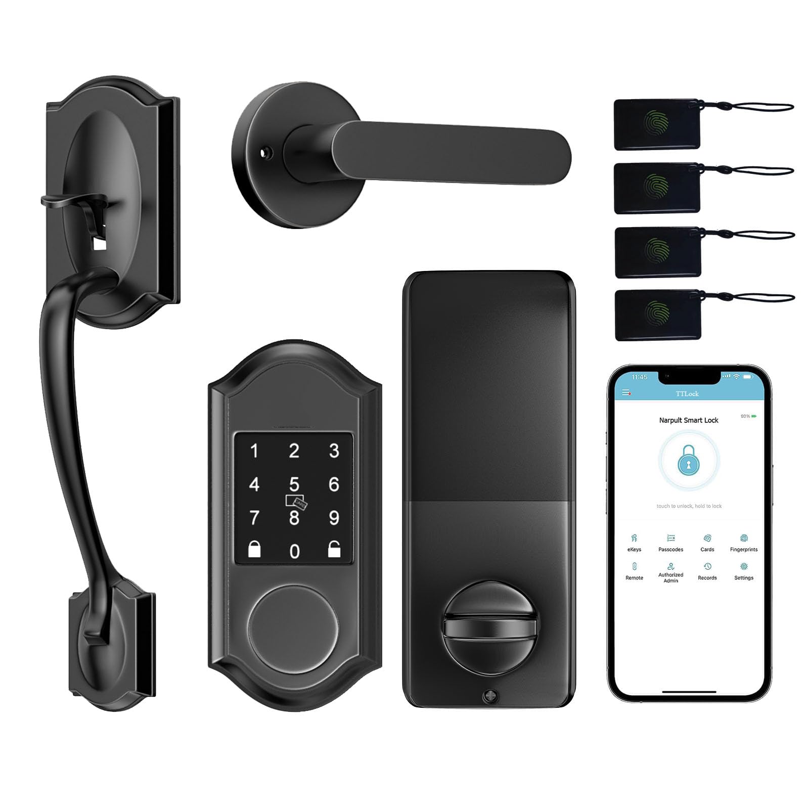 Photo 1 of Keyless Entry Door Lock Deadbolt with Handle Set, Smart Lock for Front Door, Front Door Lock Set with Smart Lock and Front Door Handle, Matte Black