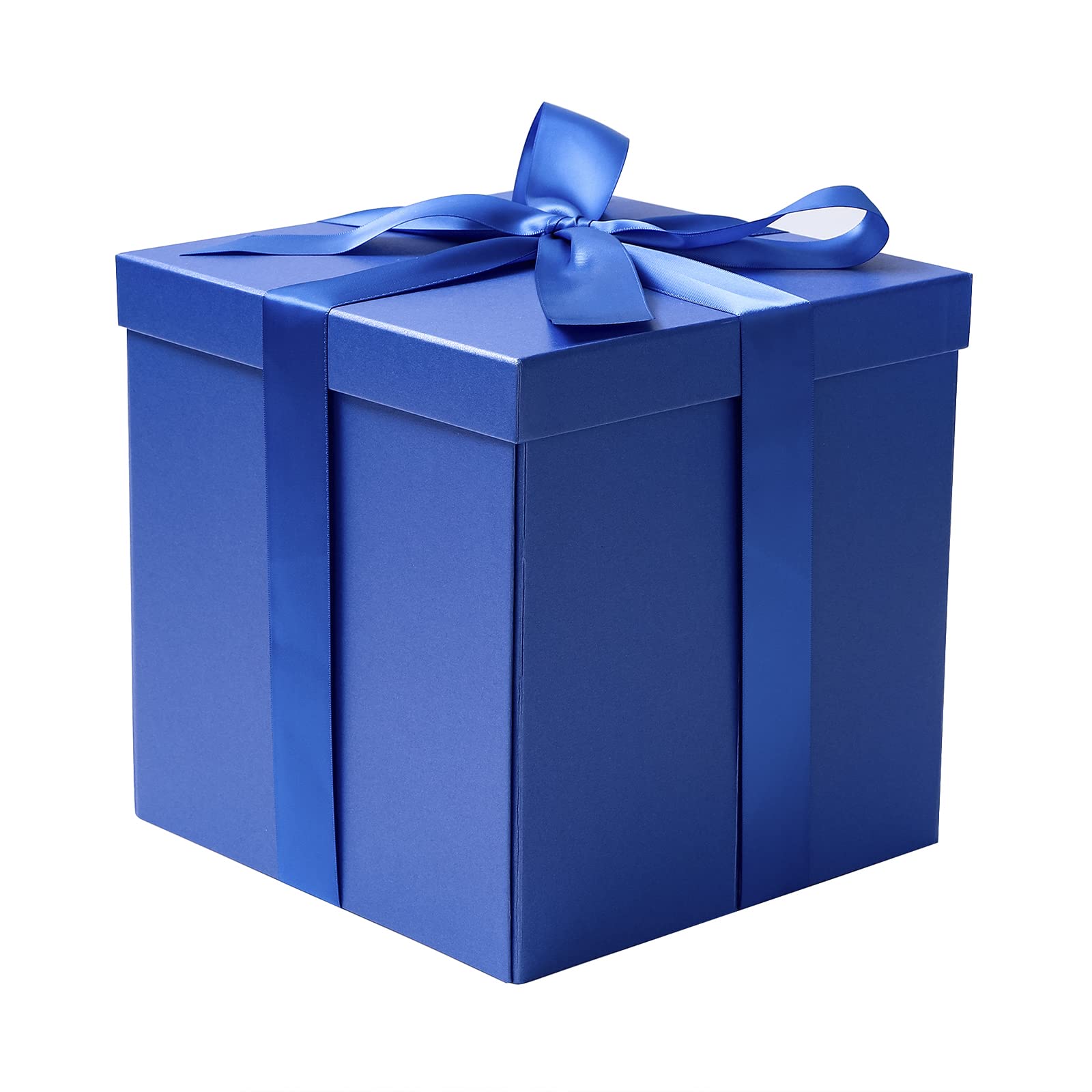 RUSPEPA Medium Birthday Gift Box with Lids, Ribbon and Tissue Paper, Collapsible Gift Box - 1 Pcs, 23 x 23 x 23 cm, Royal Blue