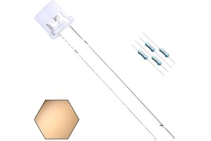 EDGELEC 100pcs 5mm Warm White LED Lights Emitting Diodes DC 3V Flat Lens 29mm Lead Frame + 100pcs Resistors (for DC 6-12V) Included, Bright Bulb Lamp