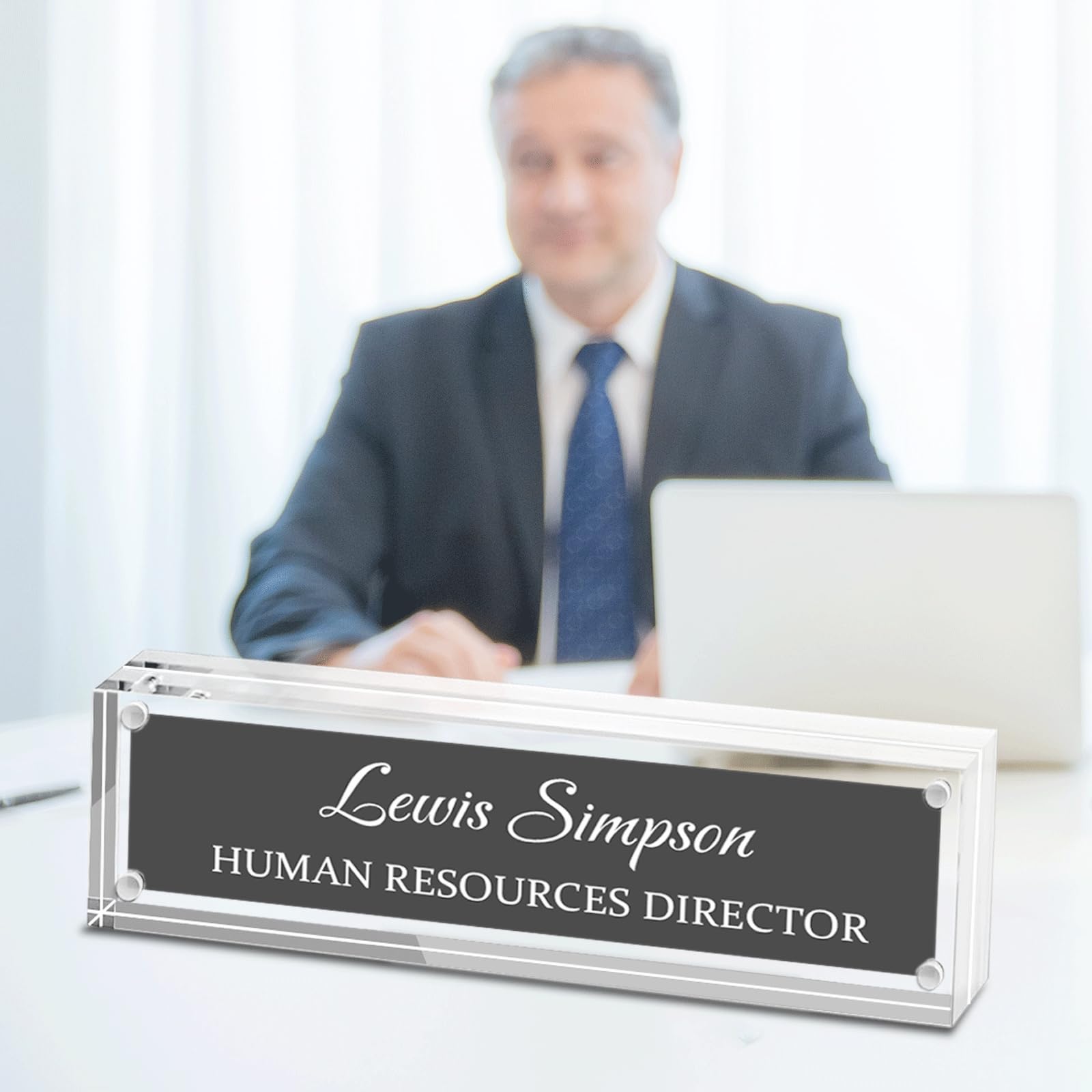 HETOOSHI Name Plate for Desk, Desk Double Sided